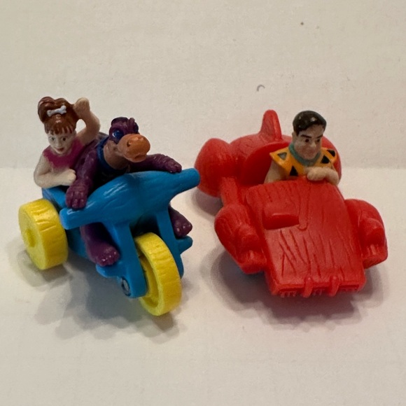 1990 VTG Hana Barbera Flintstones TV Cartoon Pebbles Dino and Fred Cars - Picture 2 of 5